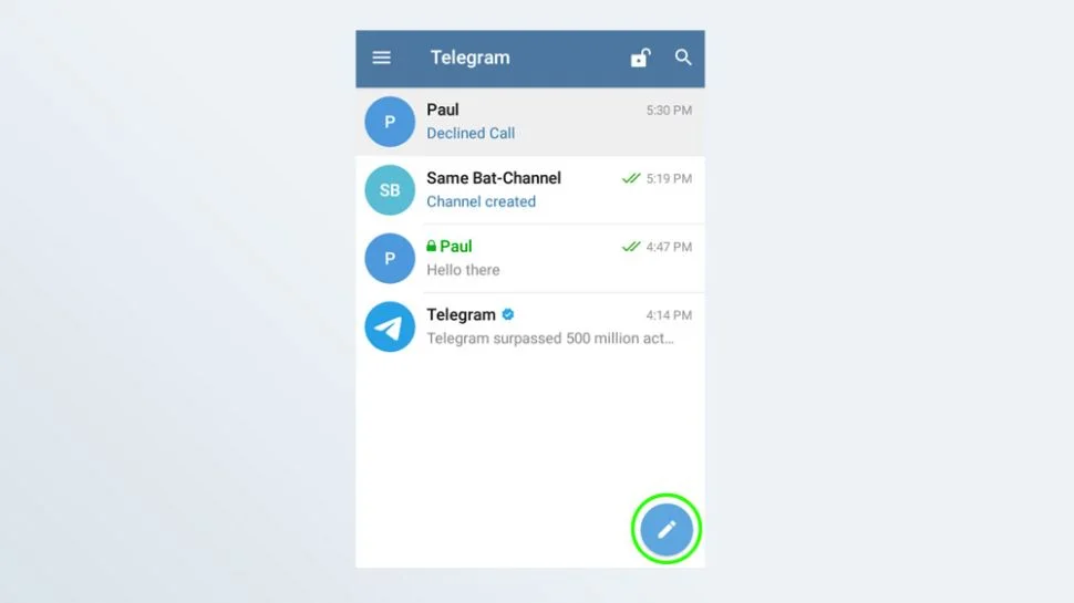 alt AoxVPN Screenshot of the Telegram app Home screen.